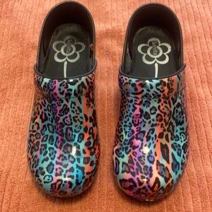 Sanita Clogs with Rainbow Leopard Print